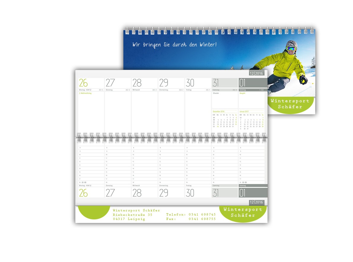 Tisch-Querkalender Modell Green Tab - Tisch-Querkalender - Tischkalender