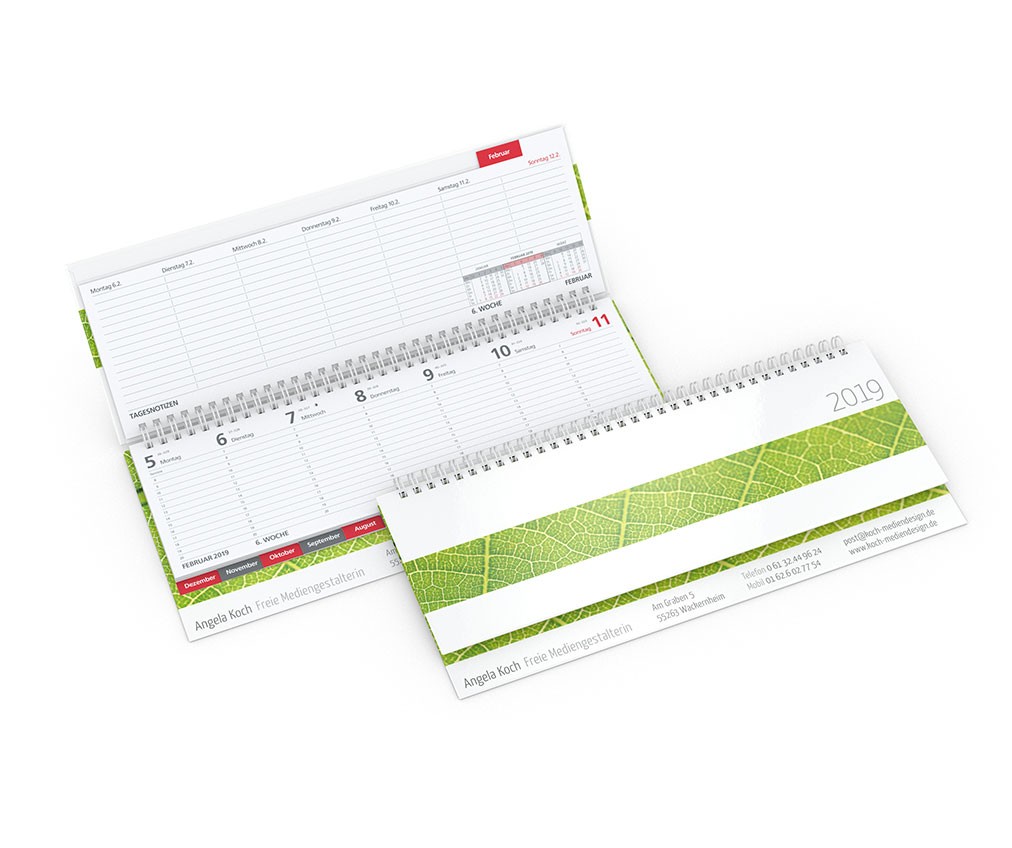 TischQuerkalender Modell Tempo Register