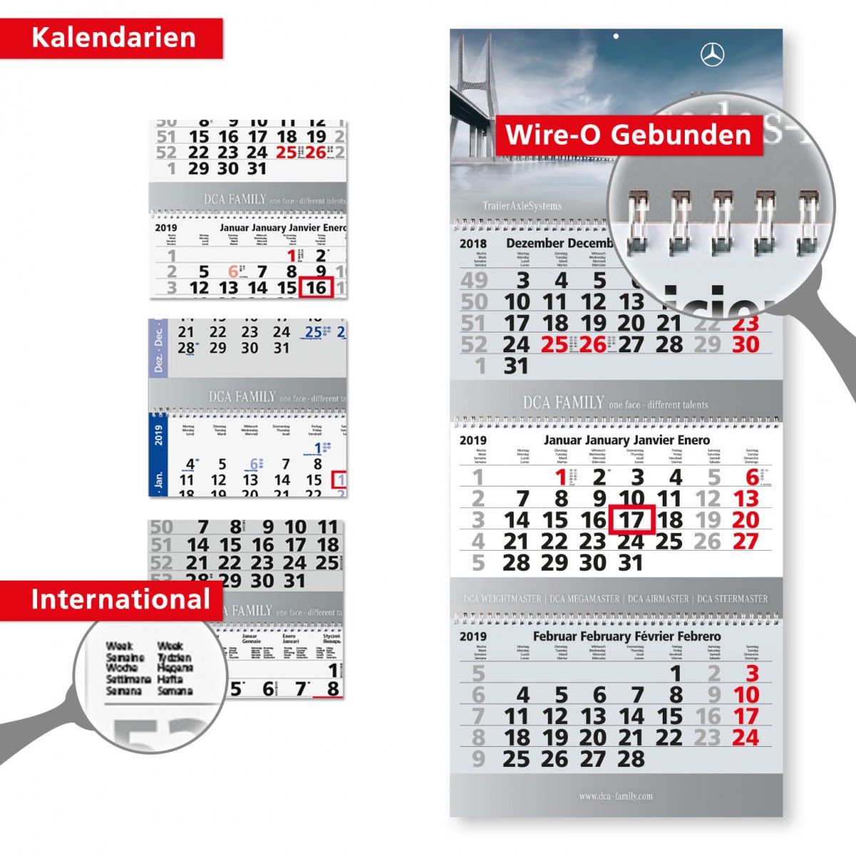 3 Monatsplaner Modell Maxi Wire-O Drei