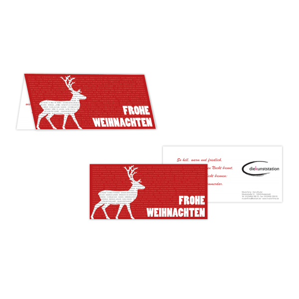 Weihnachtsgrußkarte Hirsch und Schrift