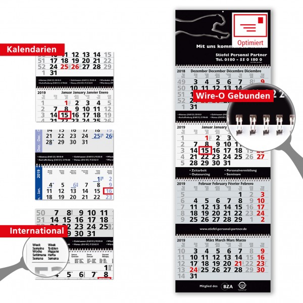 4 Monatsplaner Modell Quadro Wire-O Vier