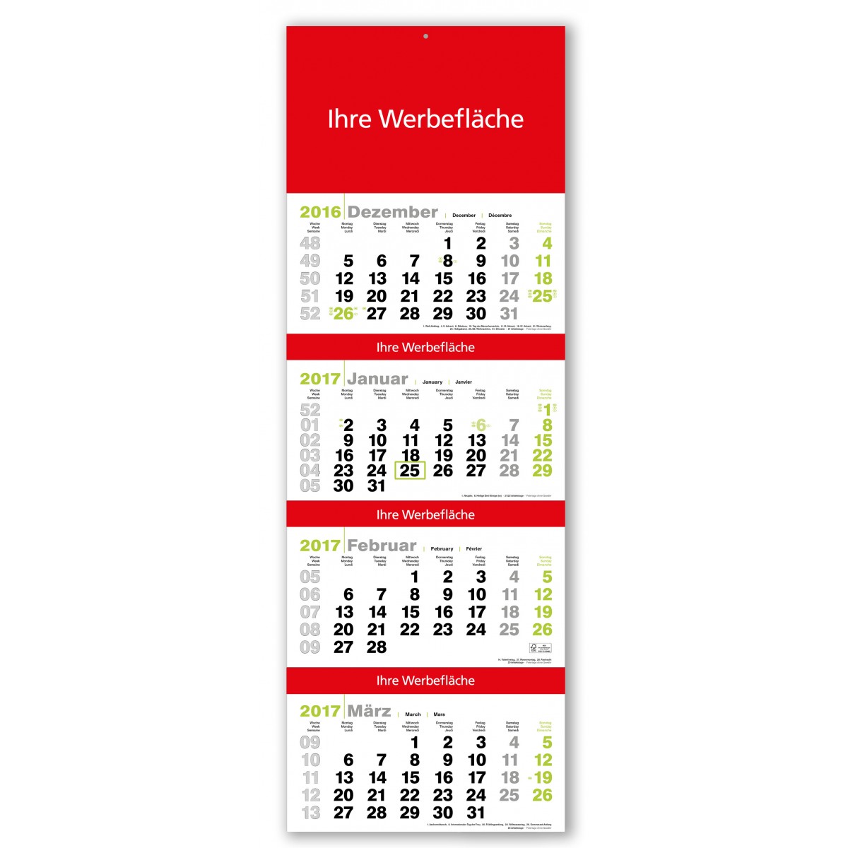 4 Monatsplaner Modell Green Vier - 4-Monatskalender - Monatskalender