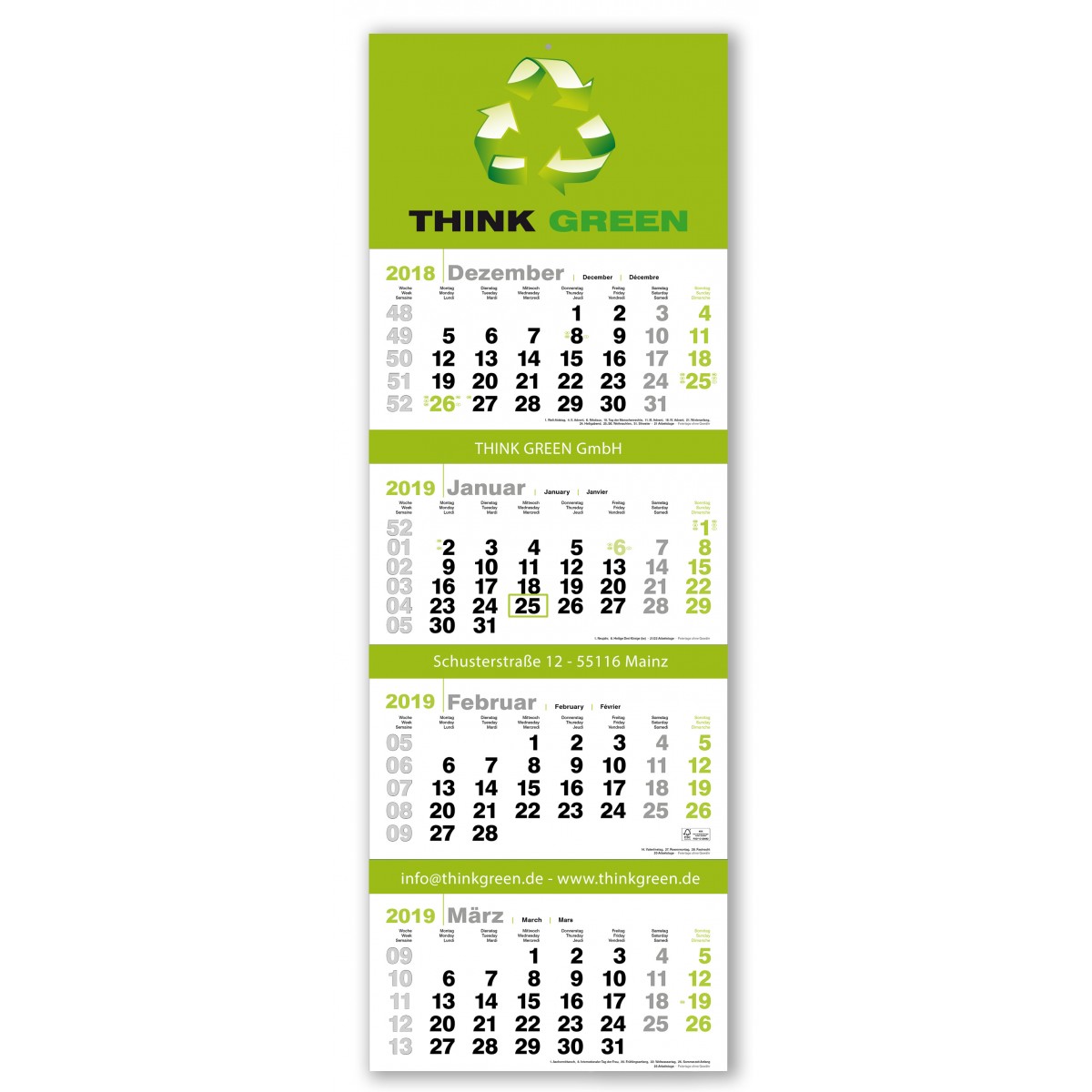 4 Monatsplaner Modell Green Vier - 4-Monatskalender - Monatskalender